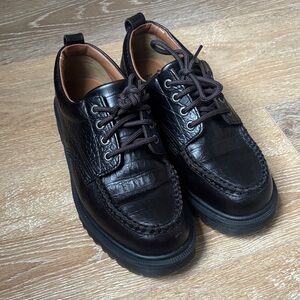 Brown Lowell Crocodile Analine Leather Derbys